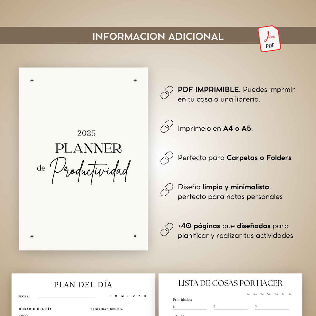 Planificador de Productividad Imprimible